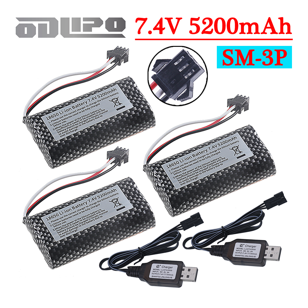 Rc Hobby & Maskinservice I Eskilstuna - 18650 Li-ion 7.4V 5200mAh Battery SM-3P
