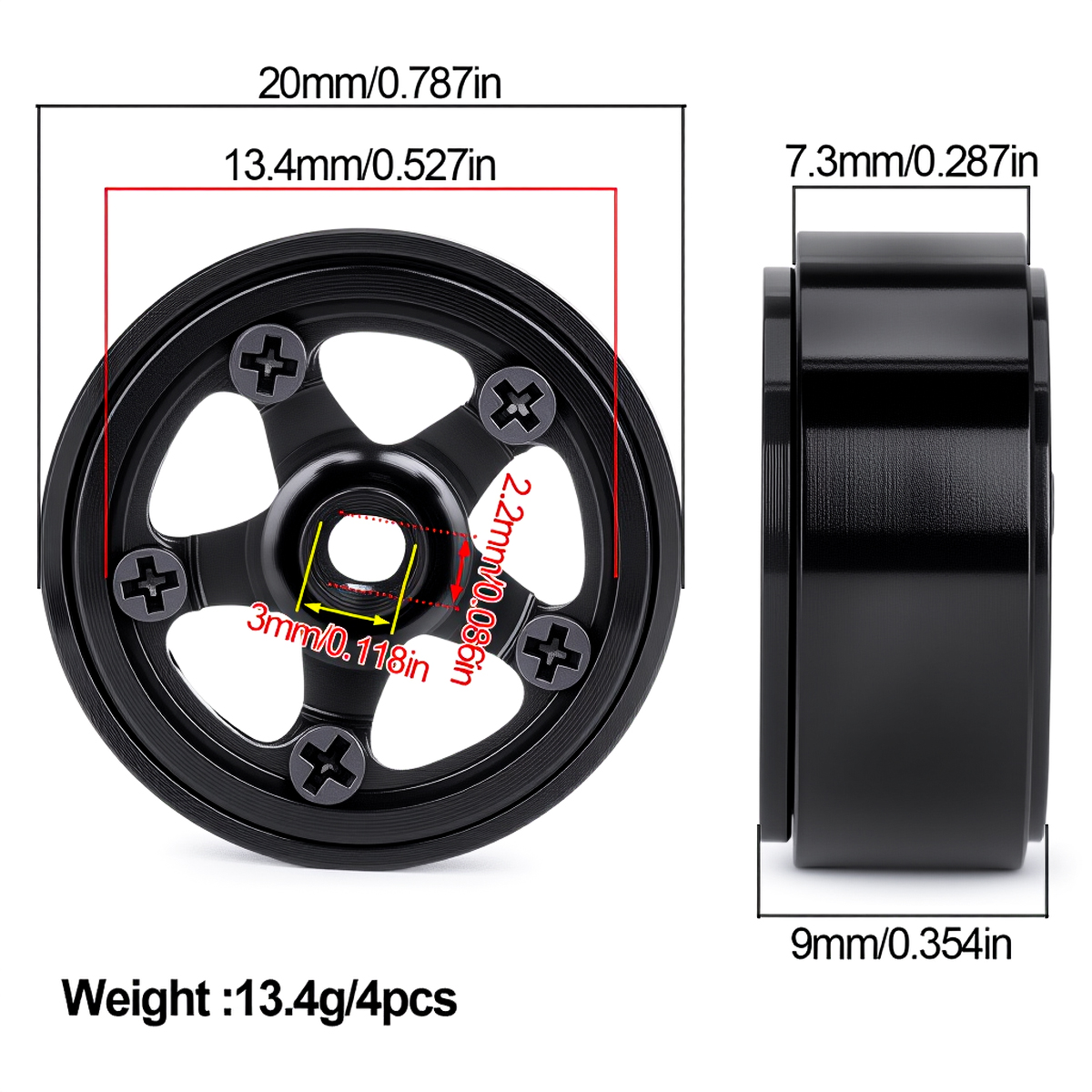 0.7'' Aluminum 5-Spokes Beadlo – обзор и цена Wheel Rim Rc